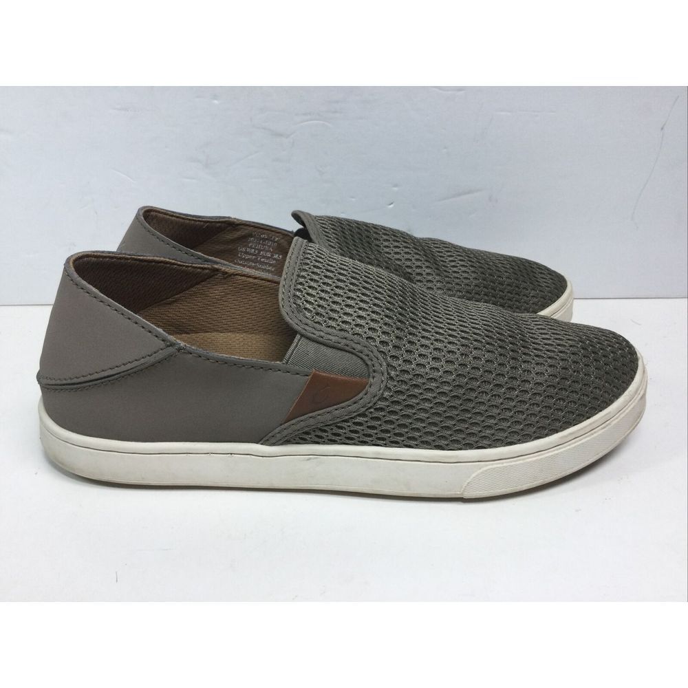 Olukai Pehuea Womens Shoes Sz 8.5‎ Taupe Slip On Drop In Heel Comfort Sneaker